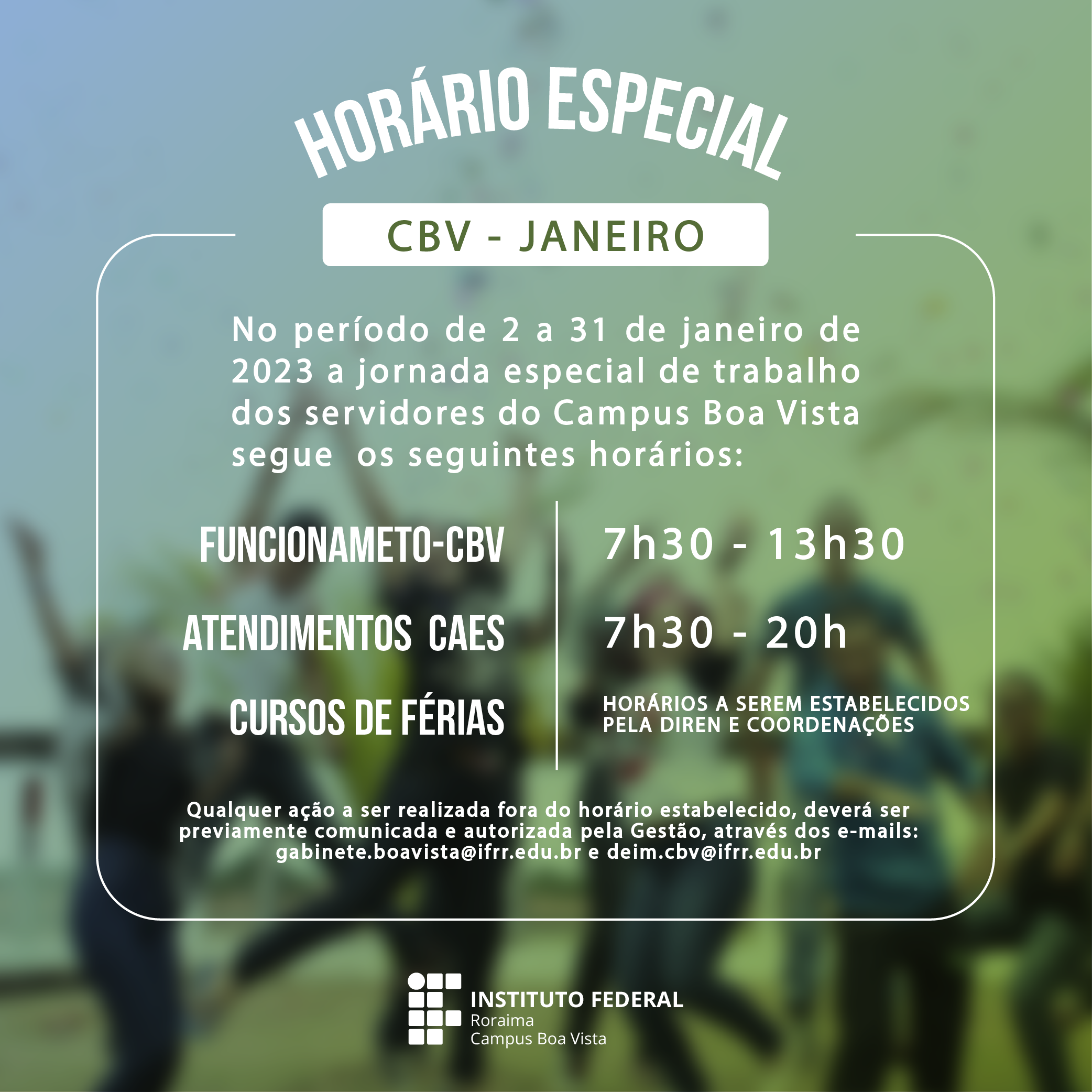 Horário Especial - Janeiro
