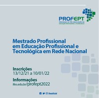 PROFEPT – Seguem abertas inscrições para seletivo de  mestrado (turma 2022)