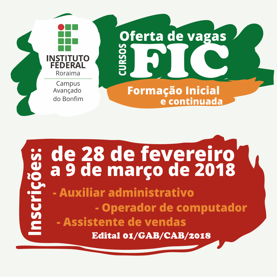 IFRR oferta 85 vagas em três cursos de formação inicial e continuada
