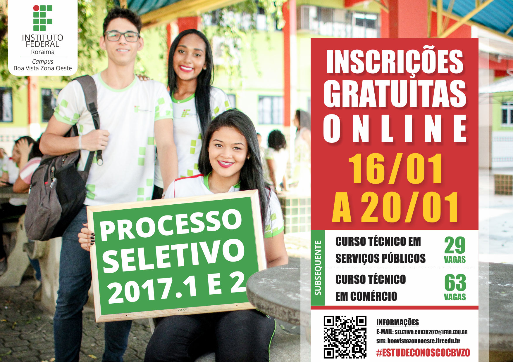 IFRR oferta 92 vagas para cursos técnicos no Campus Boa Vista Zona Oeste